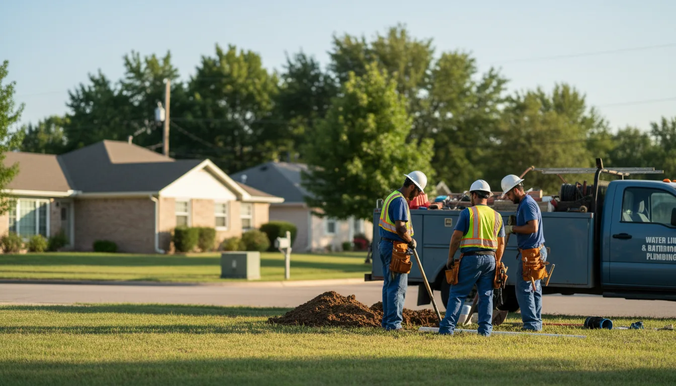 Residential water line and bathroom plumbing service in Haubstadt, IN